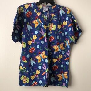 Bug Print Scrub Women Top